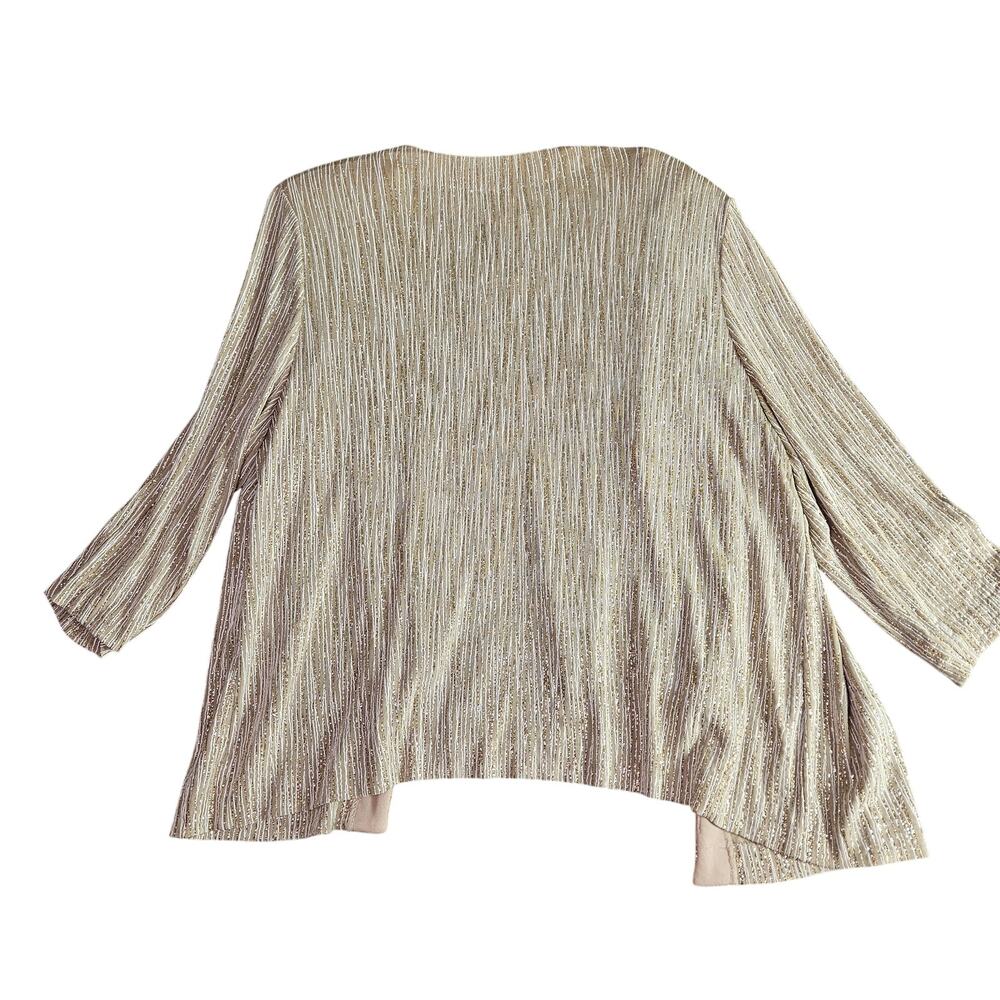 Vintage Alex Evenings Metallic Gold Silver Shimmer Jacket Top Size Large - Picture 2 of 6